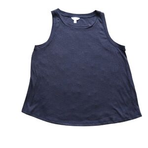 NWT Textured Sleeveless Curved-Hem Tank Top – Size Large Color: Black